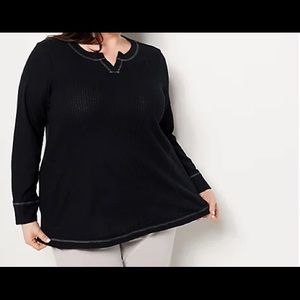 Logo Lounge by Lori Goldstein black waffle Tunic top size XL
